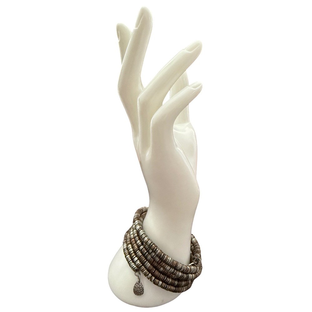Boho Chic Mixed Metals Pailette Soiral Wrap Bracelet